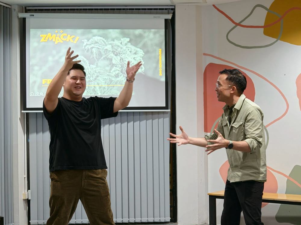 Two participants acting out a scene